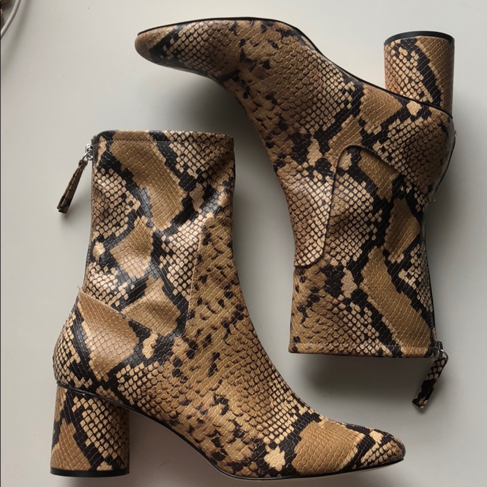 Zara Snakeskin Ankle Bootie